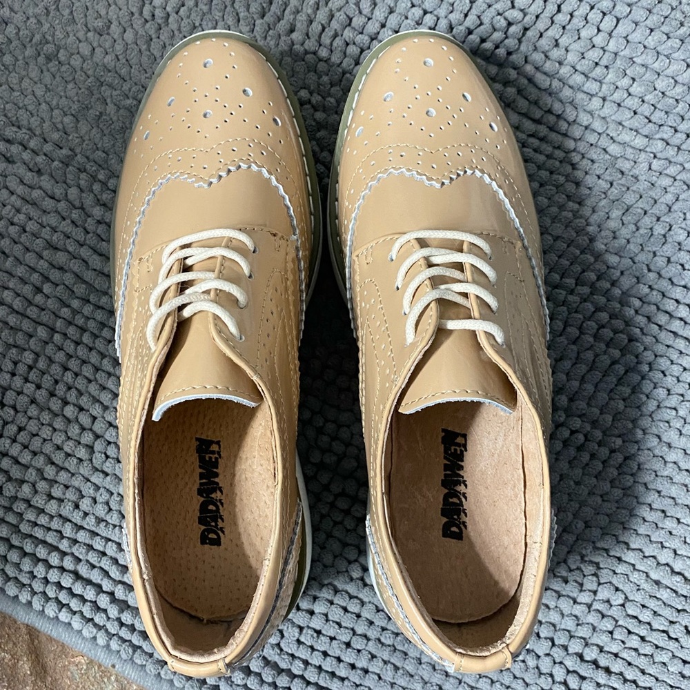 BRAND NEW Dadawen Nude Patent Leather Oxfords. Sz 7 (37) women’s (Real Leather) - Picture 10 of 13